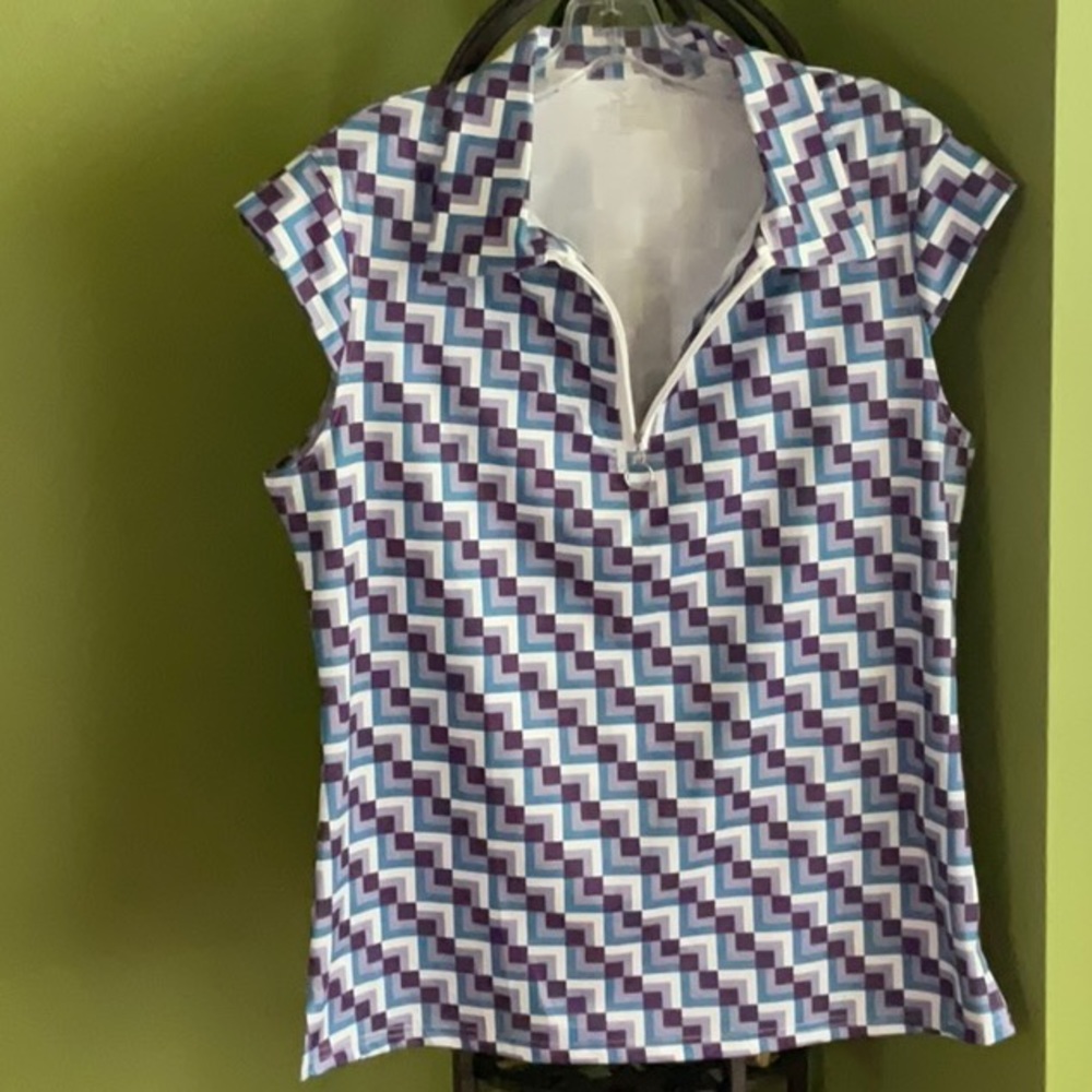 💖Jack Smith geometric print shirt collar with zipper